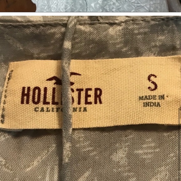 Hollister green/white patterned ruffled sleeveless top - Picture 4 of 6